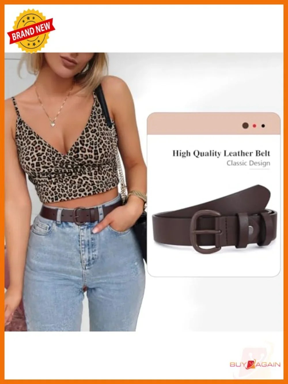 Women Leather Belt with Pin Buckle for Jeans Pants Dresses Waist Belt